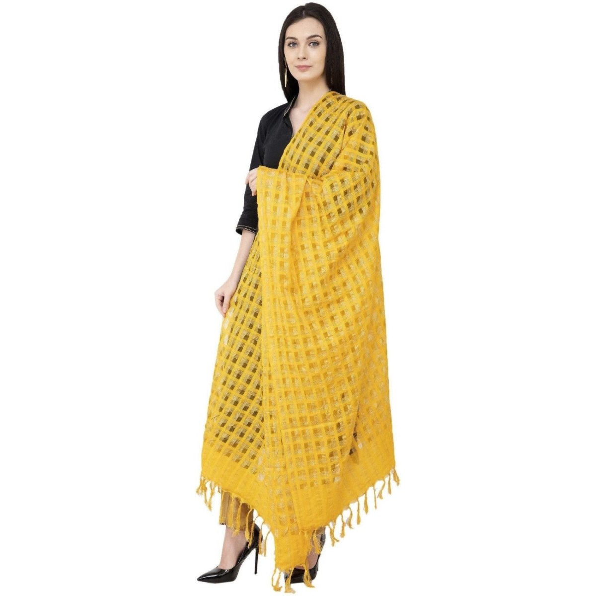 A R Silk Golden Box Regular Dupatta Yellow Color Dupatta or Chunni | Grab2Buy