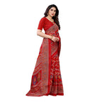 Vamika Printed Jute Silk Red Saree (Rishika Red) | Grab2Buy