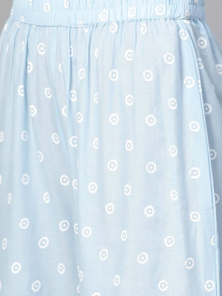 Yufta Women Blue & White Printed Kurta with Palazzo & Dupatta | Grab2Buy