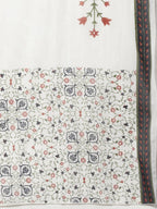 Yufta Women Navy Blue & Off-White Dobby Weaved Kurta with Trouser & Dupatta | Grab2Buy