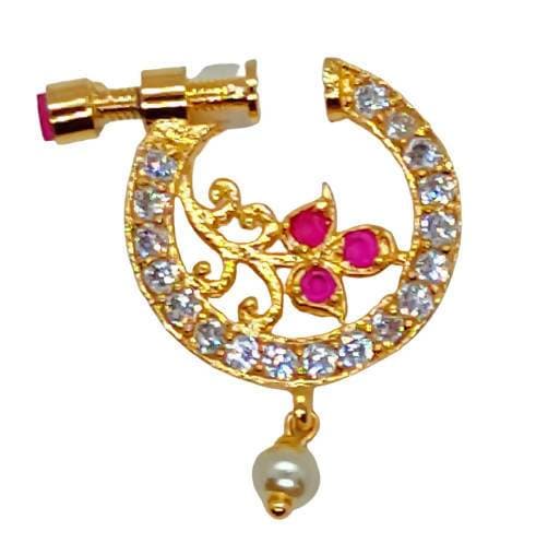 AD Ruby Designer Floral Nose Ring | Grab2Buy