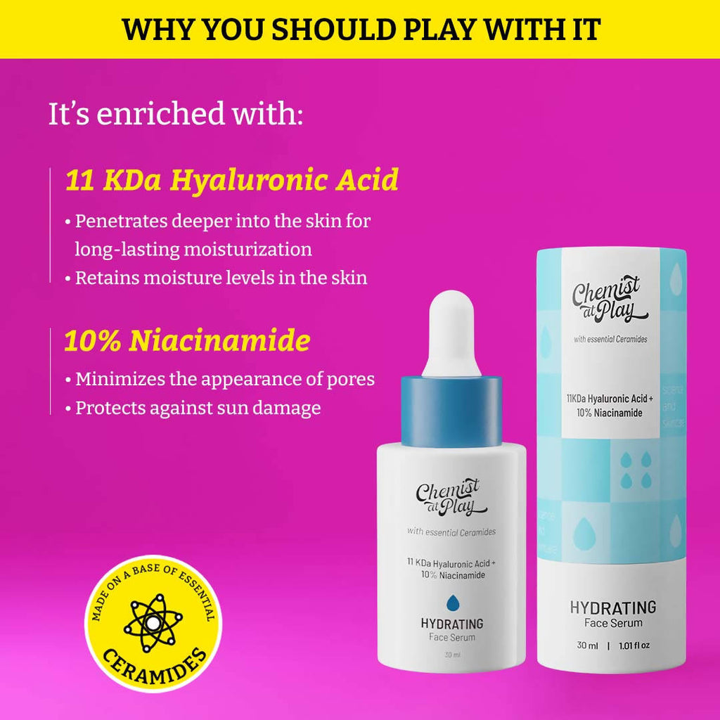 Chemist At Play Hydrating Face Serum For Dry, Normal & Oily Skin, Provides Plump & Radiant-Looking Skin | Grab2Buy