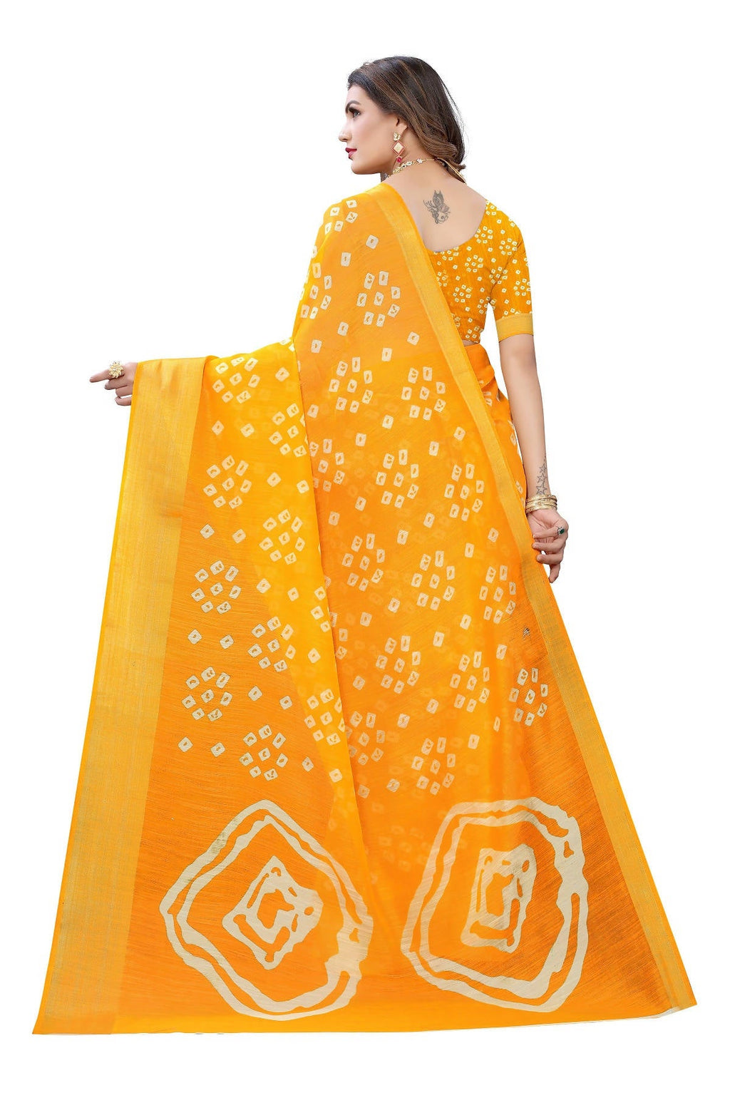 Vamika Stylish Orange Linen Jari Border Saree (RADHIKA ORANGE) | Grab2Buy