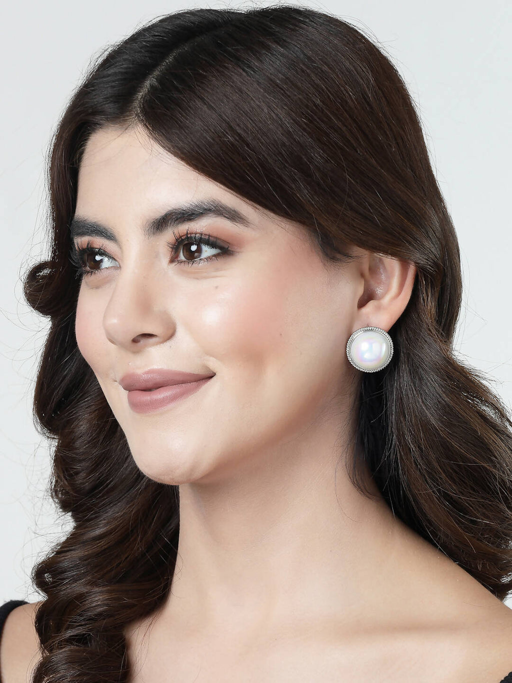 NVR Women's Silver Plated Circular Stud Earrings | Grab2Buy
