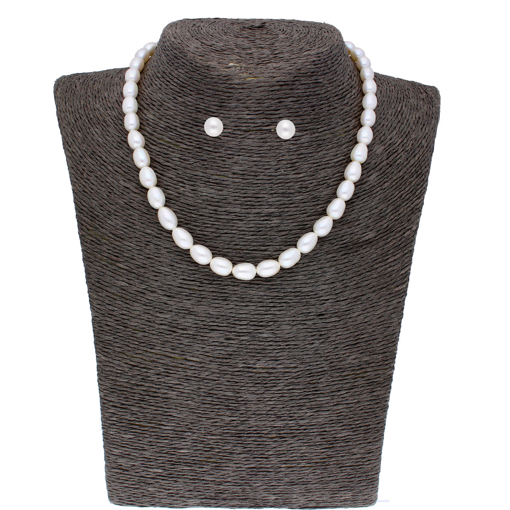 J Pearls 1 Line Oval Pearl Necklace - Real Pearl Jewelry | Grab2Buy