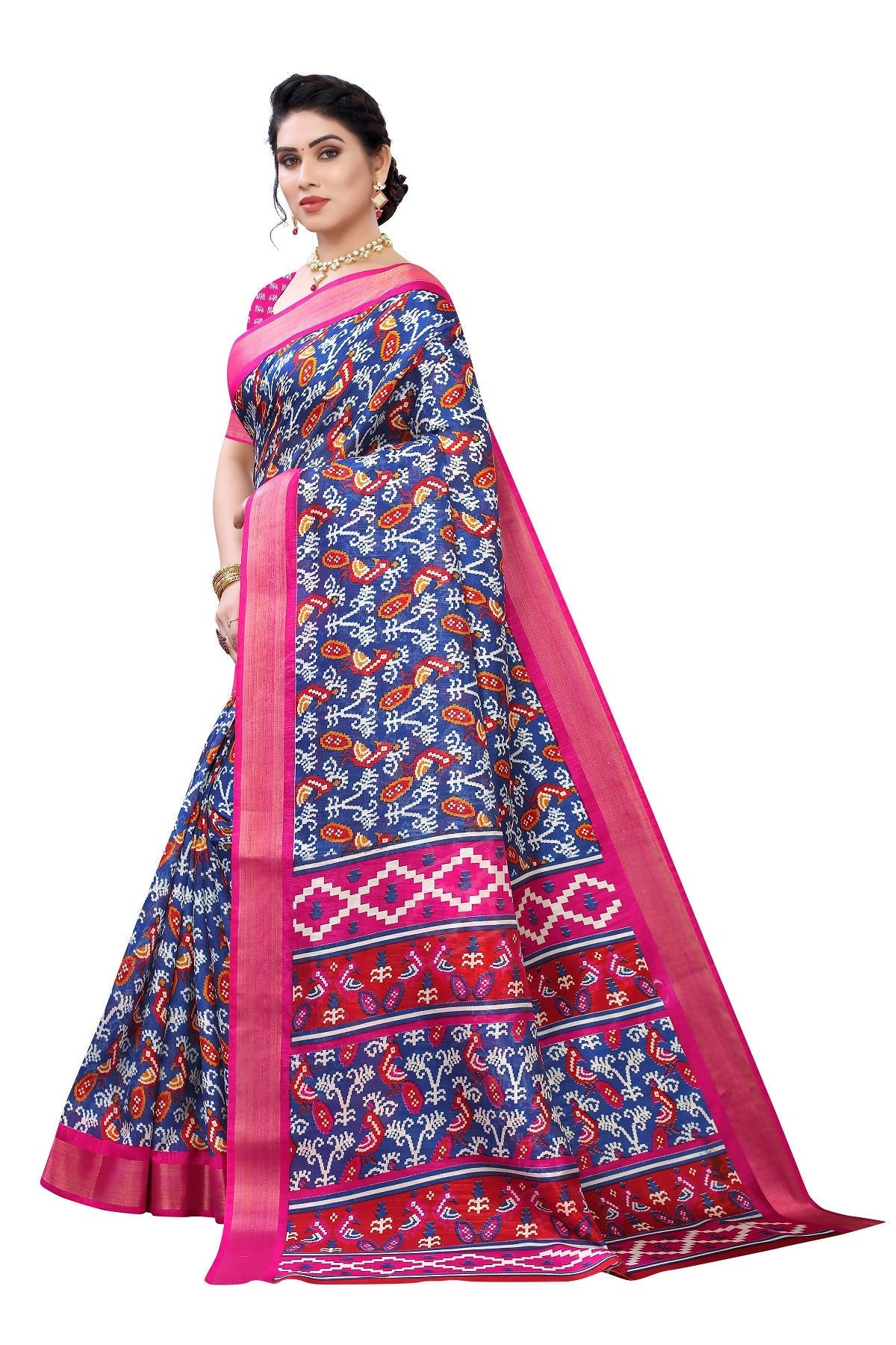 Vamika Blue Linen Jari Border Saree (JANKI Blue) | Grab2Buy