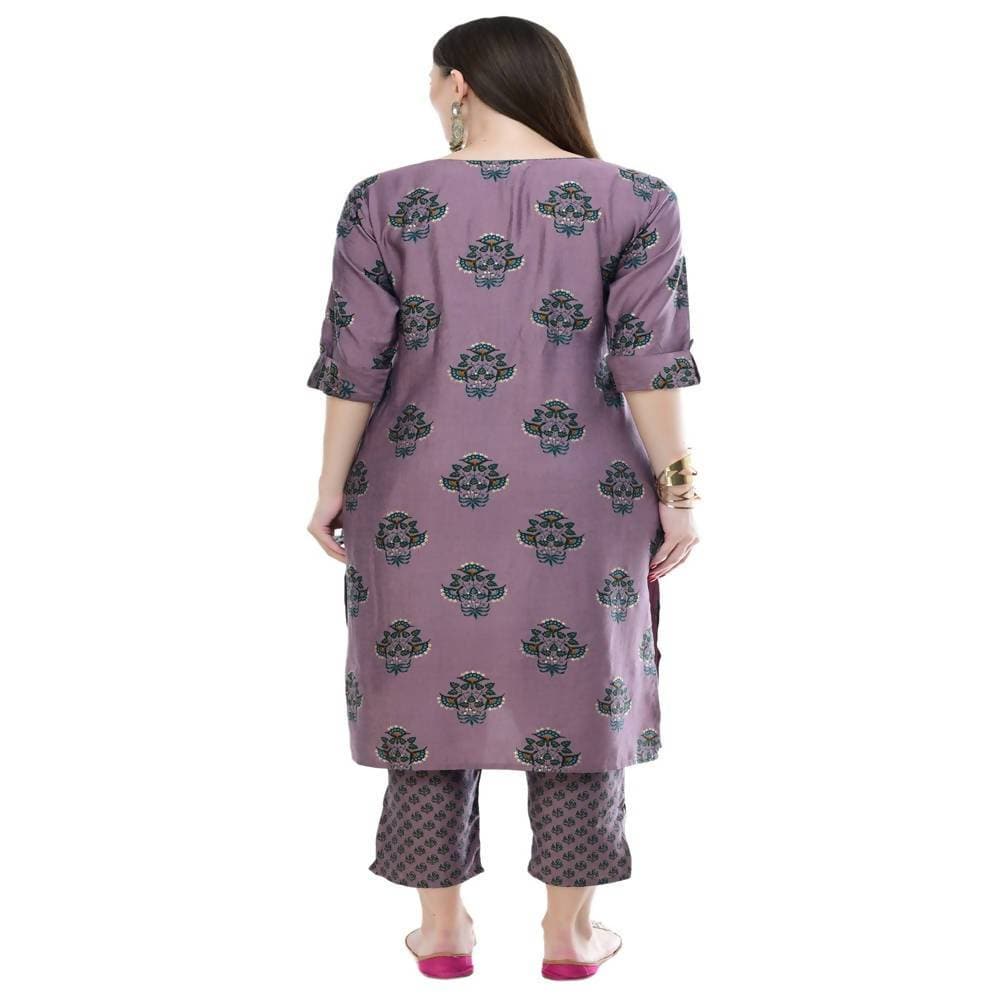 Lagi Women's Mauve Printed Straight Kurta & Pant (MC39B) | Grab2Buy