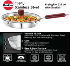 Hawkins TriPly Fry Pan 26 cm Diameter with Lid 1.8 L Capacity (SSF26G) | Grab2Buy