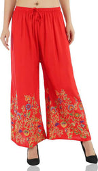Mominos Fashion Red Floral Design Palazzo | Grab2Buy
