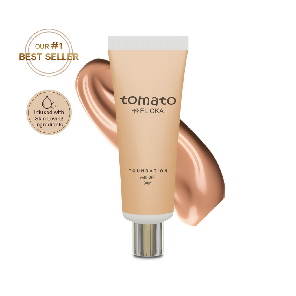 Flicka Cosmetics Tomato Moisturizing Lightweight & Long Lasting Liquid Foundation Walnut 04 | Grab2Buy