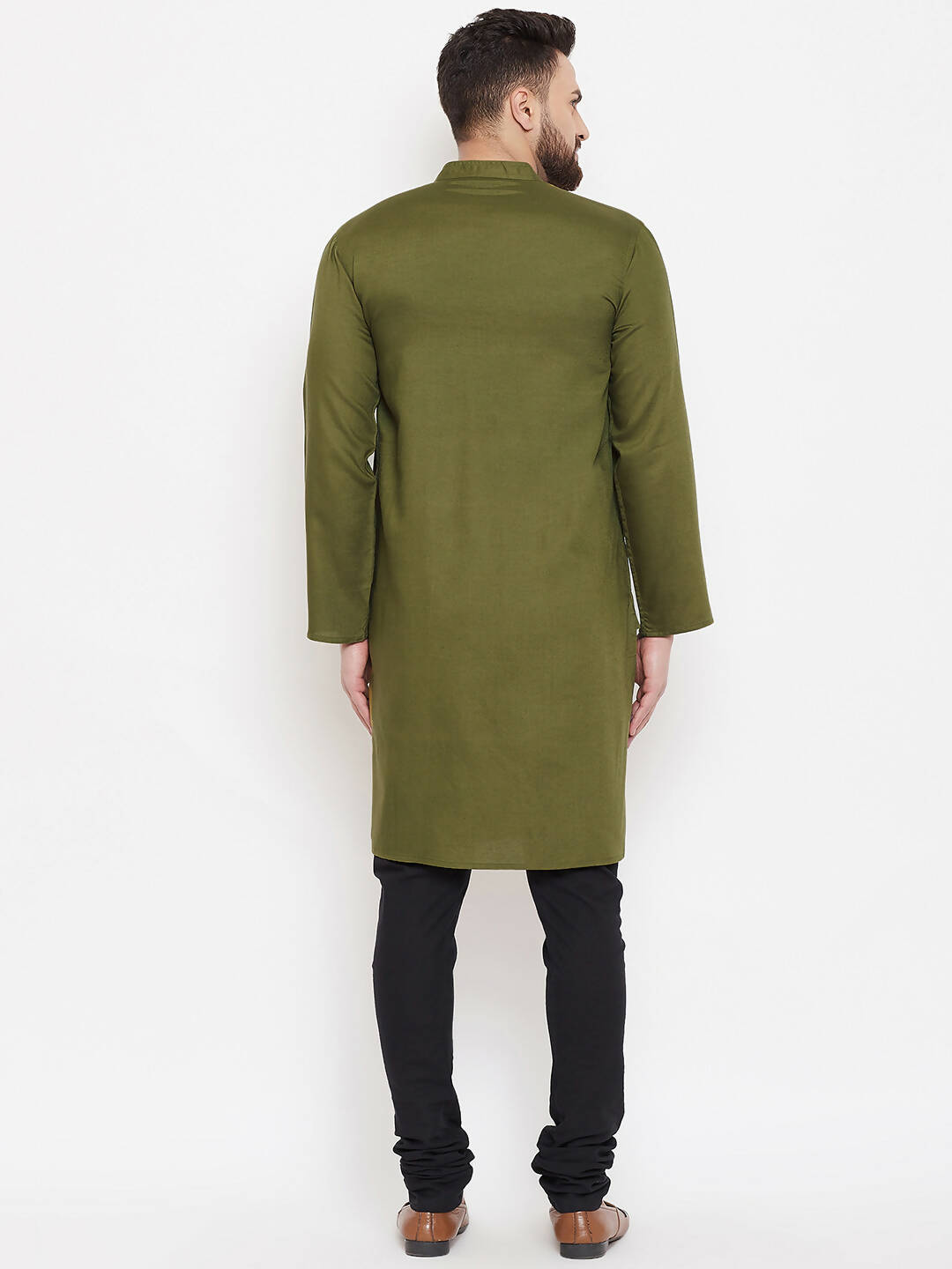 Even Apparels Green Linen Men's Kurta With Band Collar | Grab2Buy