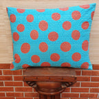 The Decor Nook Turquoise Blue Base With Red Circles Print Cushion Cover | Grab2Buy