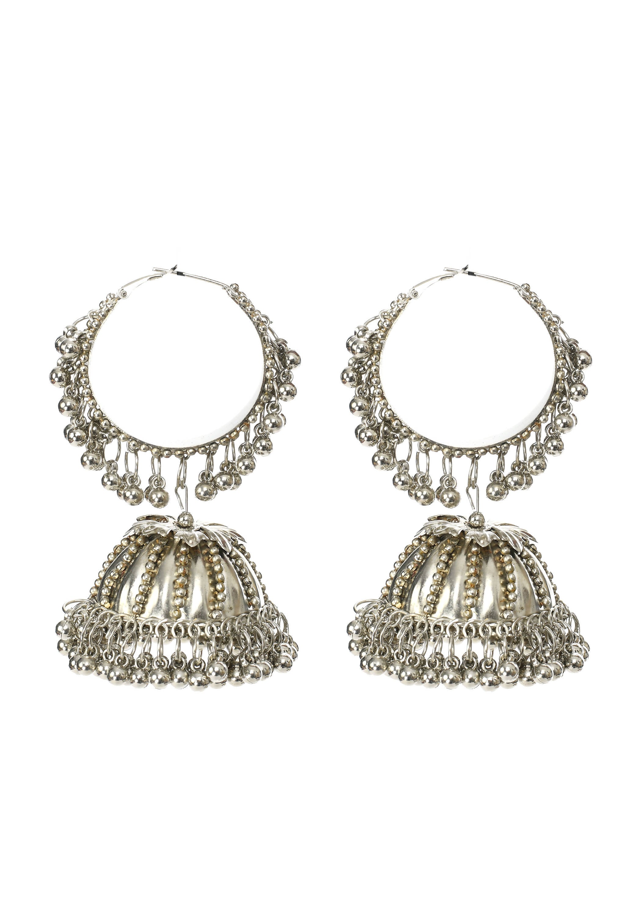 Mominos Fashion Johar Kamal Oxidised Silver-Plated With Ghungroo Jhumkas | Grab2Buy