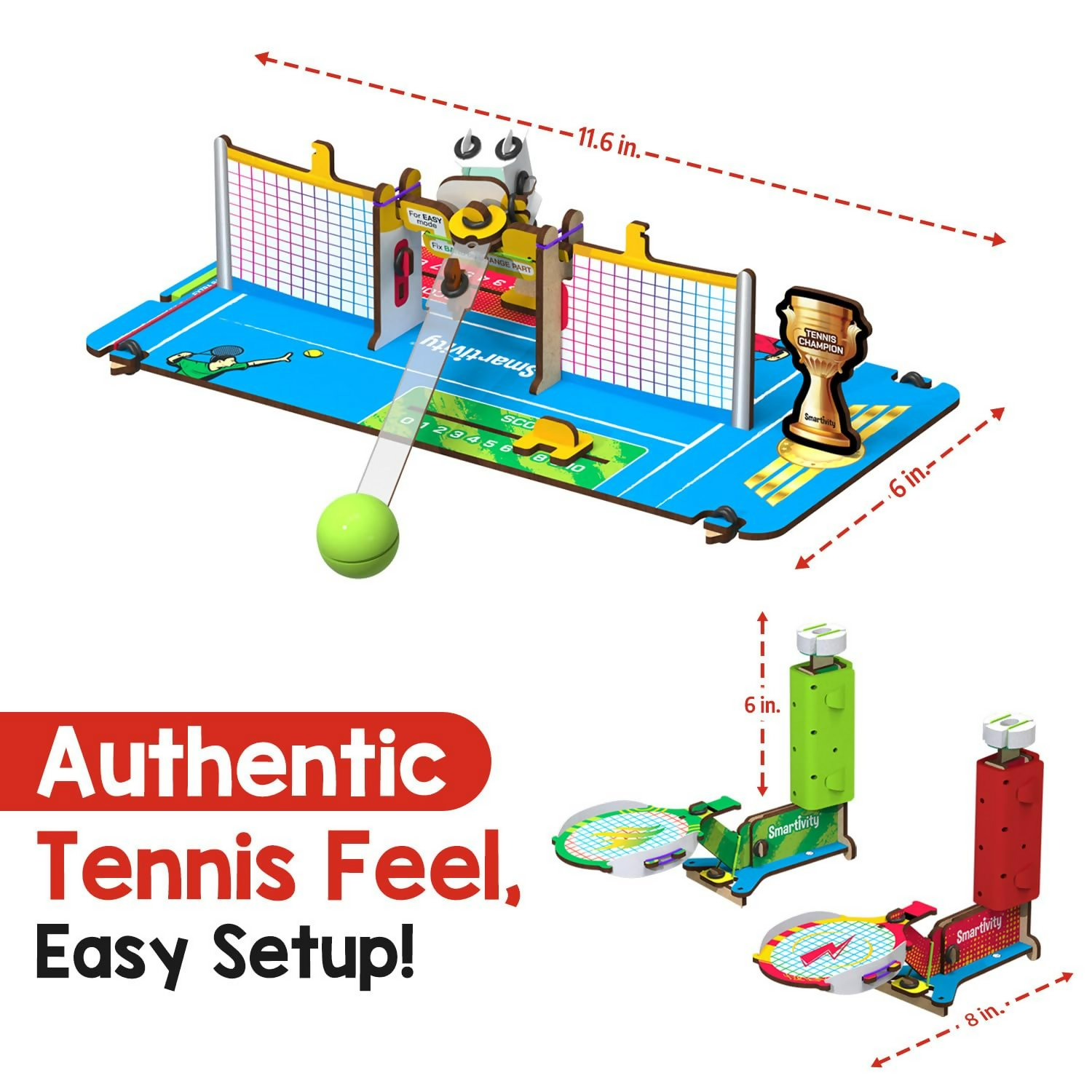 Smartivity Tabletop Tennis Game Kit For Kids 6 To 12, 2-Player Stem Toy With Mechanical Rackets & Scoreboard | Grab2Buy