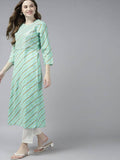 Yufta Women Green Bandhani Yoke Design Pure Cotton Kurta with Palazzo and Dupatta | Grab2Buy