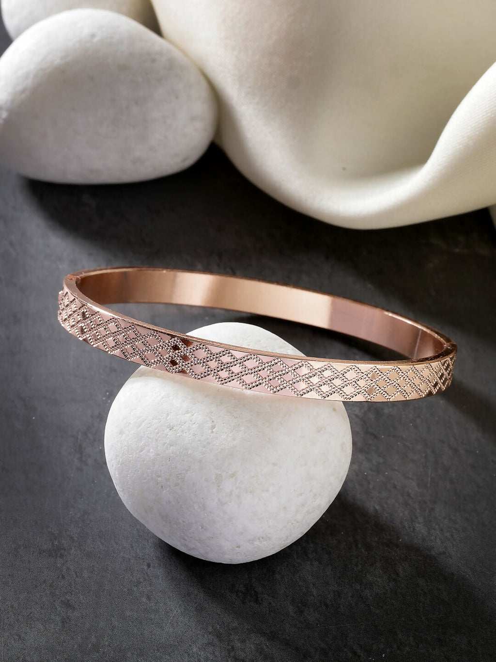 NVR Men's Set of 2 Rhodium-Plated Stainless Steel Kada Bracelet