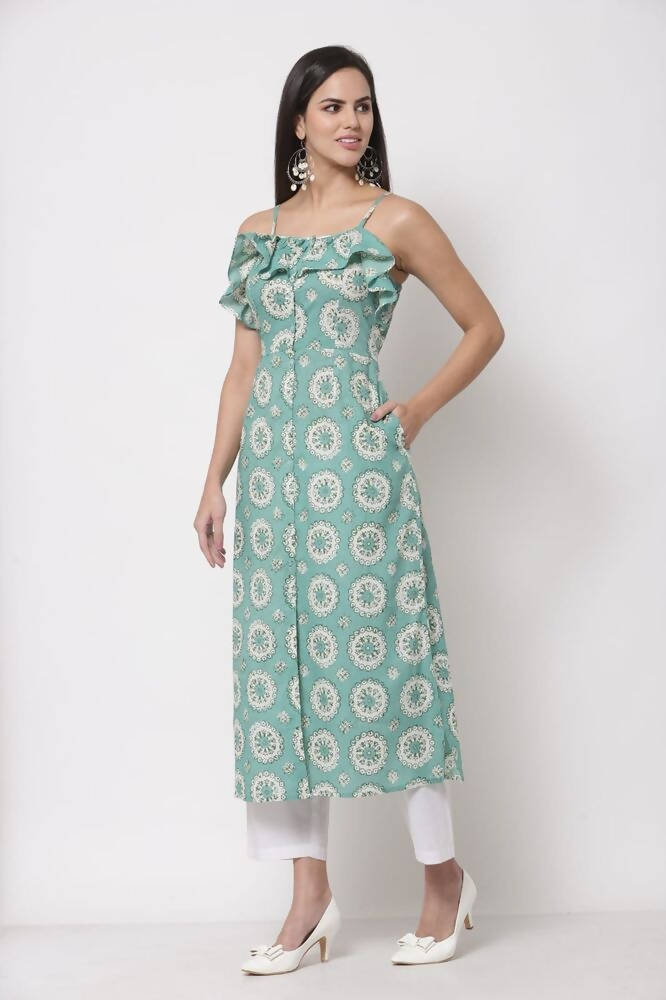 Myshka Women's Blue cotton Printed Sleeveless S Casual Dress | Grab2Buy