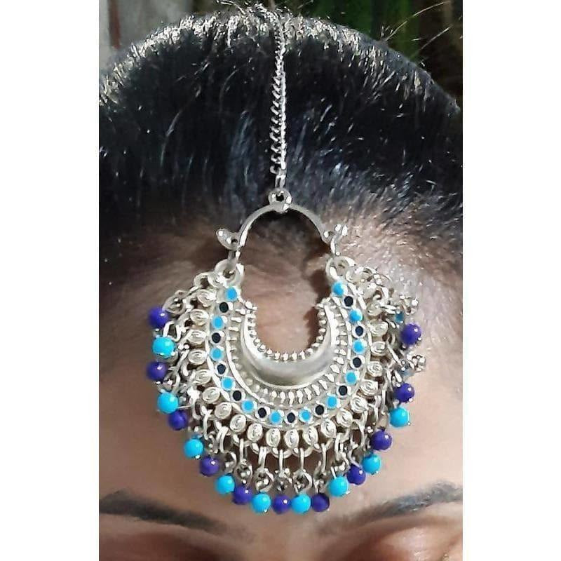 MS Fashion India Royal Blue Color Drops Traditional Maang Tikka | Grab2Buy