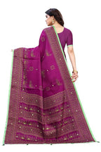 Vamika Purple Mirror Work With Jhalar Khadi Silk Saree (AASHI PURPLE) | Grab2Buy