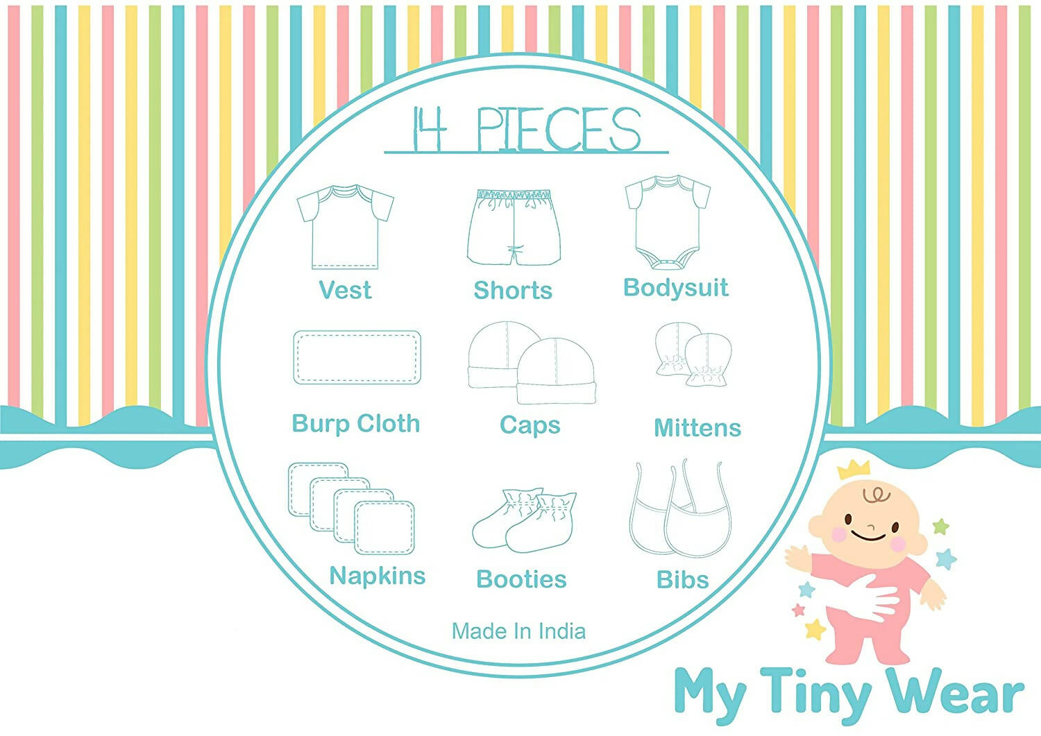 My Tiny Wear Full Sleeves New Born Baby Gift Set - Greyish Blue | Grab2Buy