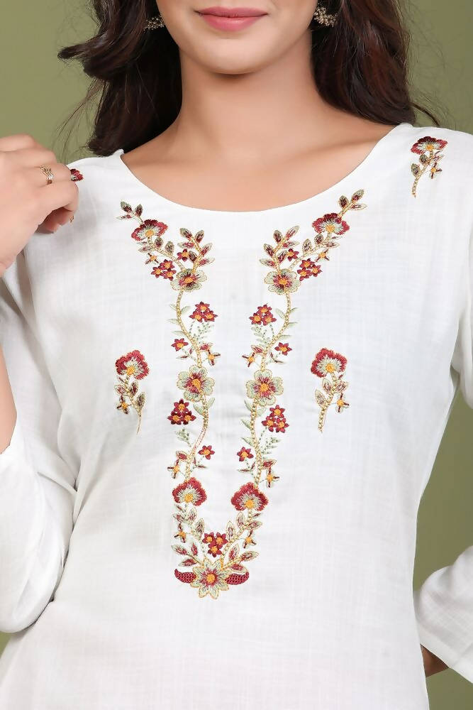 Yufta White Yoke Design Straight Kurta | Grab2Buy