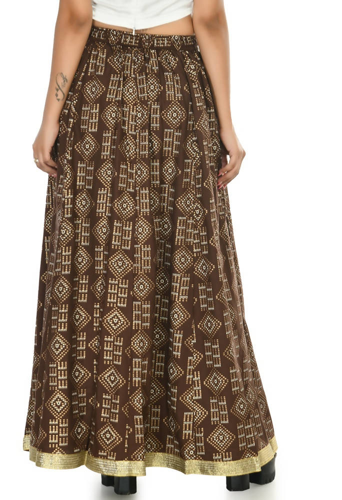 Mominos Fashion Moeza Cotton Coffee Color Printed Lehenga (Lancha) | Grab2Buy