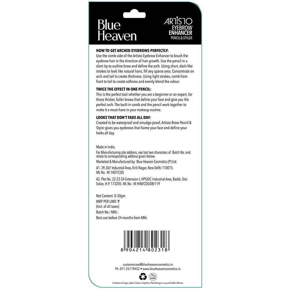 Blue Heaven Artisto Eyebrow Enhancer Pencil & Styler Honey Brown | Grab2Buy