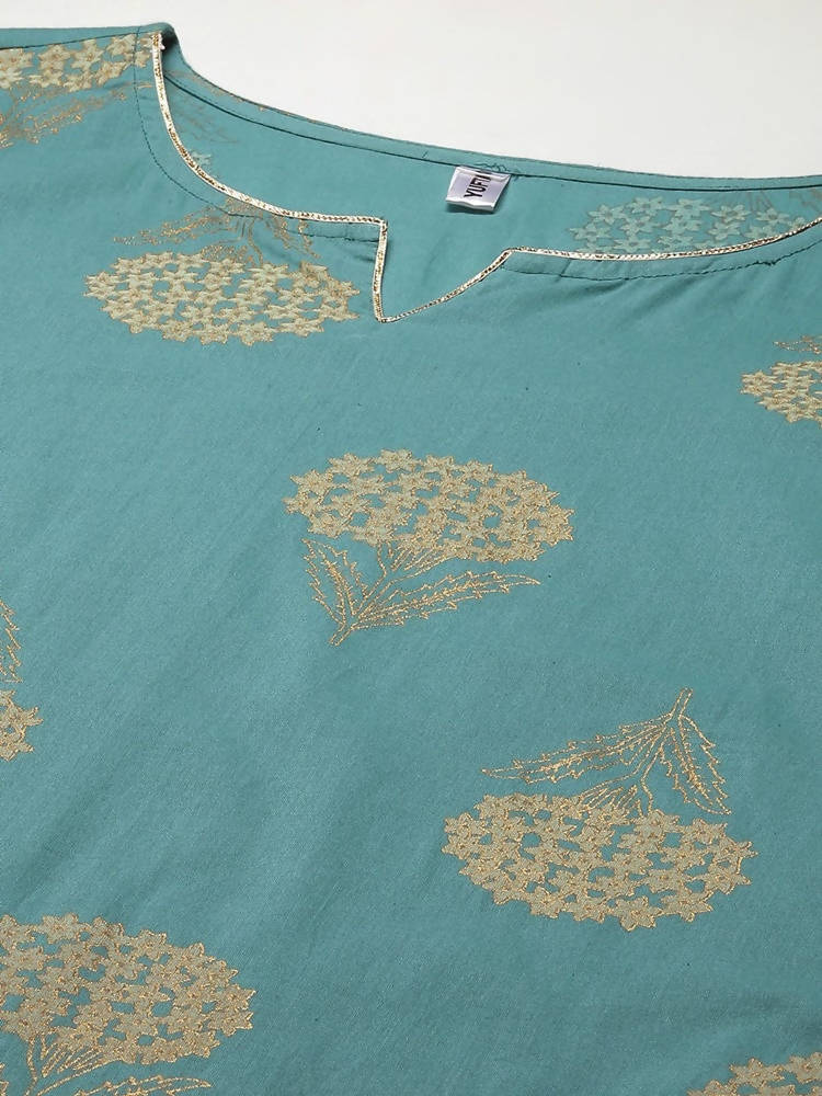 Yufta Women Blue & Off-White Printed Kurta with Palazzo & Dupatta | Grab2Buy