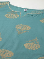 Yufta Women Blue & Off-White Printed Kurta with Palazzo & Dupatta | Grab2Buy