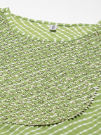 Yufta Women Green And White Bandhani print Kurta with Trouser Set | Grab2Buy