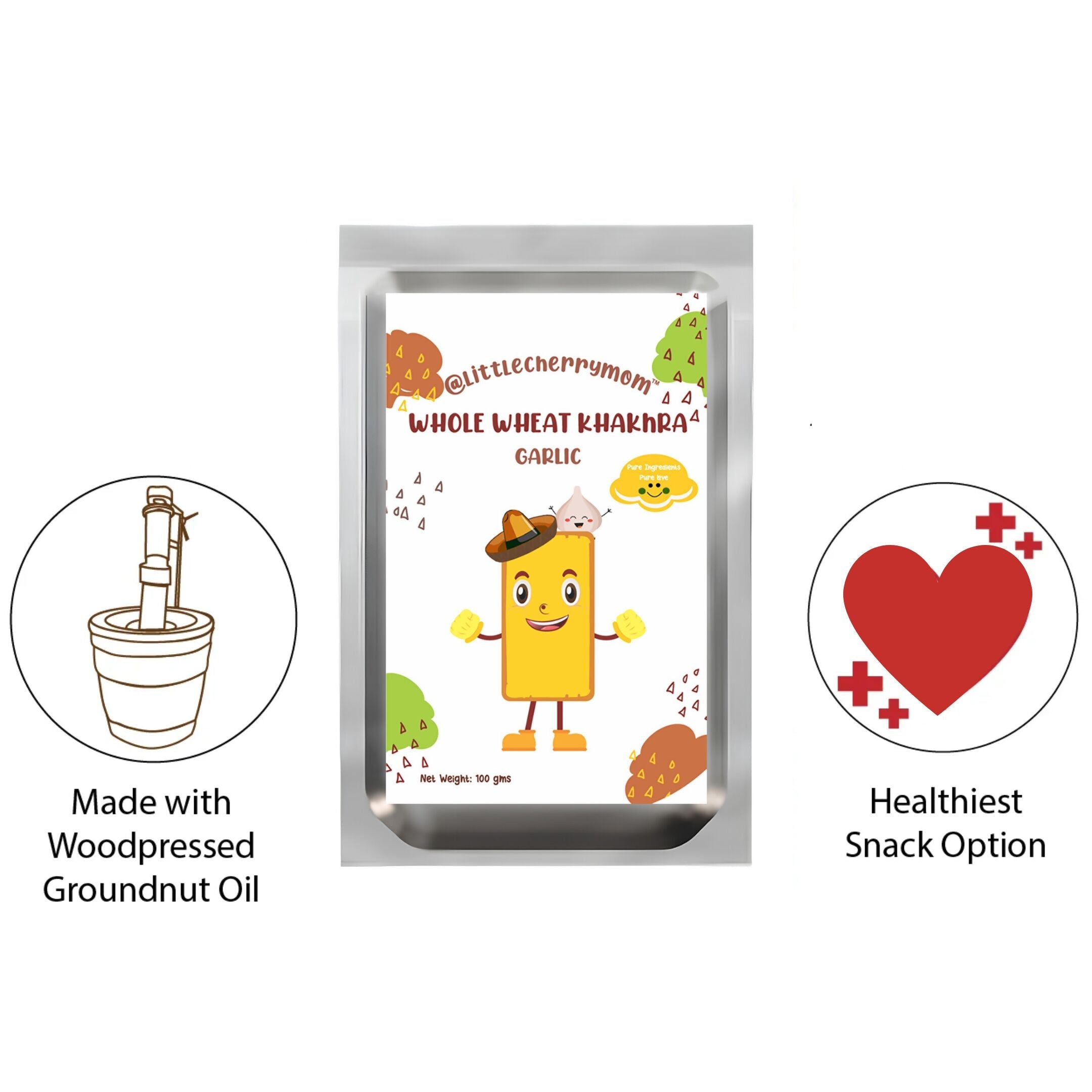Littlecherrymom Whole Wheat Khakhra ?Garlic | Grab2Buy