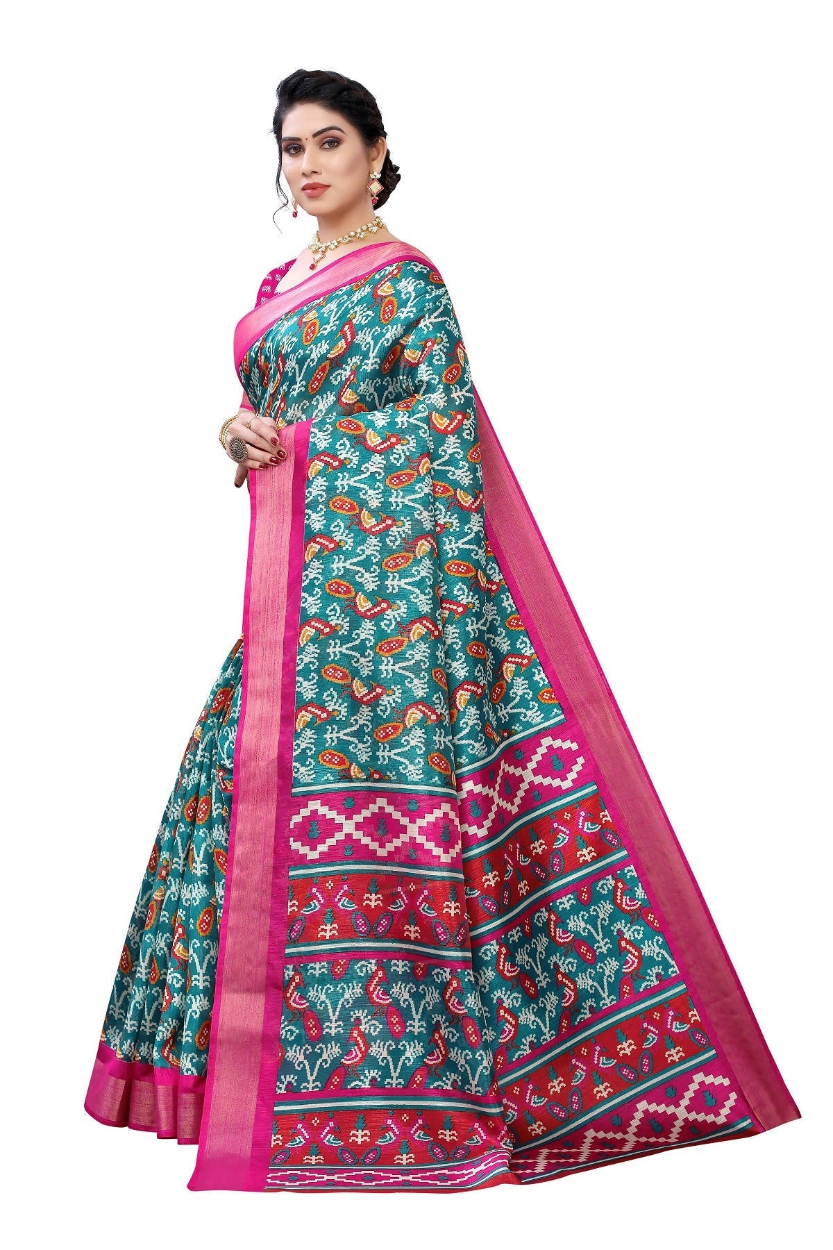 Vamika Rama Green Linen Jari Border Saree (JANKI RAMA) | Grab2Buy