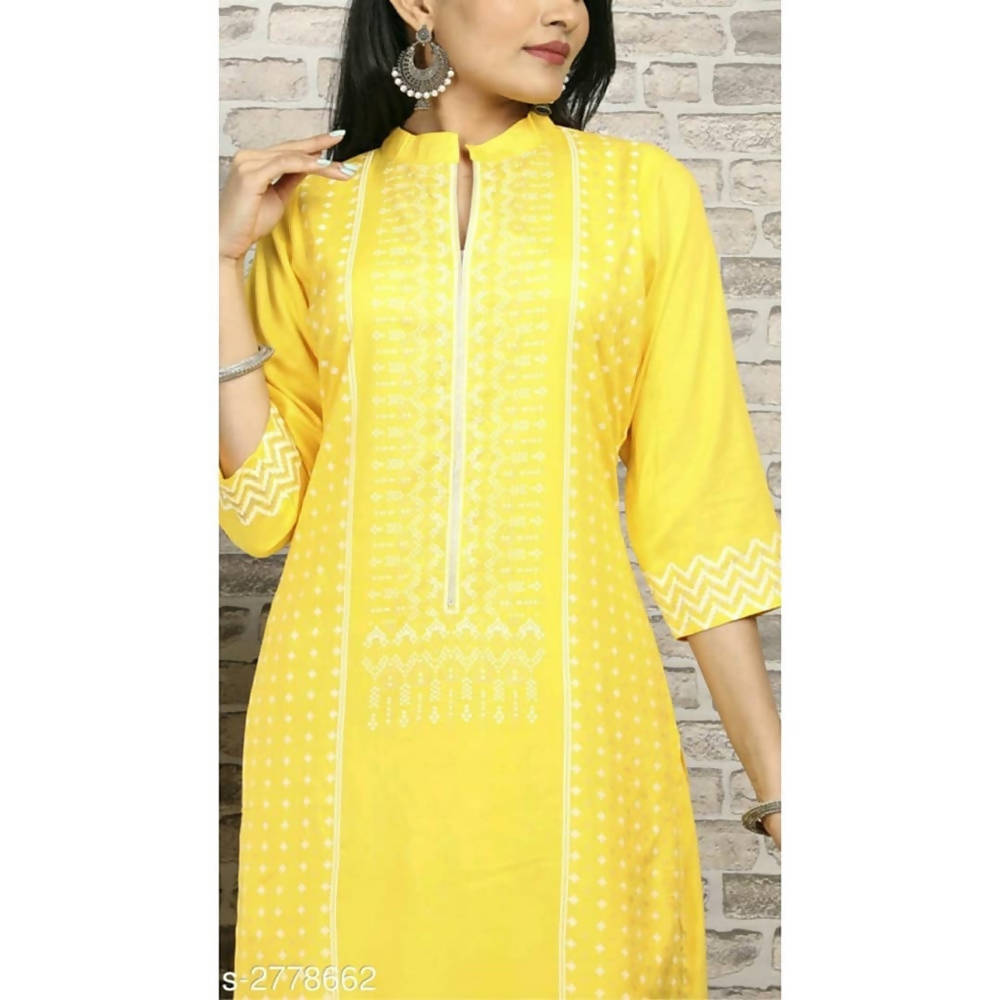 Vamika Yellow Embroidery Rayon Party And Casual Wear Kurta Set | Grab2Buy