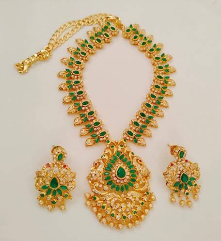 Uncuts & Emeralds Peacock Bridal Green Jewelry | Grab2Buy
