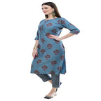 Lagi Women's Turquoise Blue Printed Straight Kurta & Pant (MC39A) | Grab2Buy