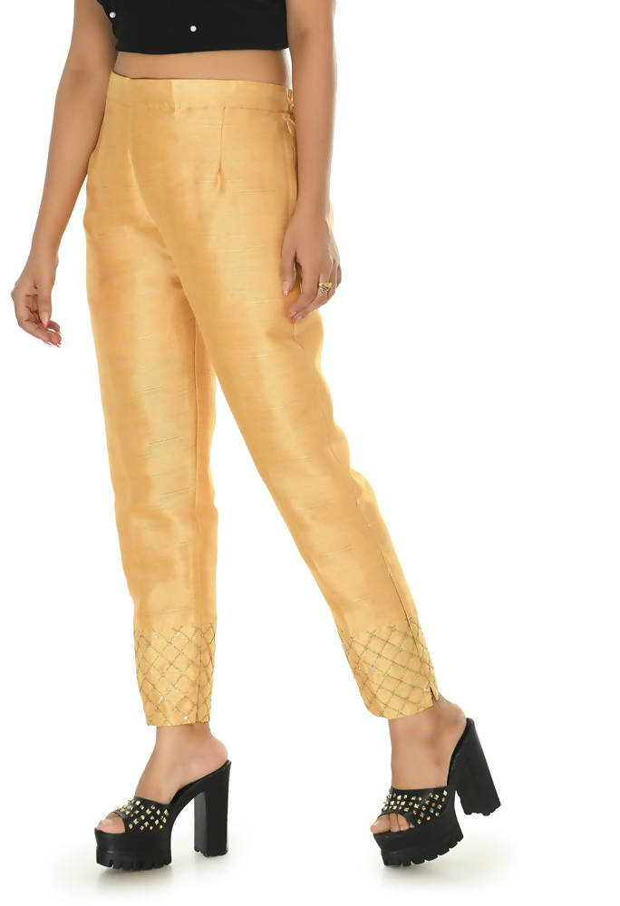Mominos Fashion Moeza Silk Golden Color Pant | Grab2Buy