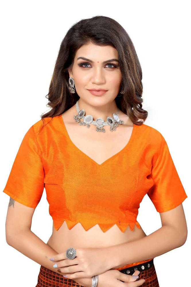 Vamika Orange Lycra Knitted Saree | Grab2Buy