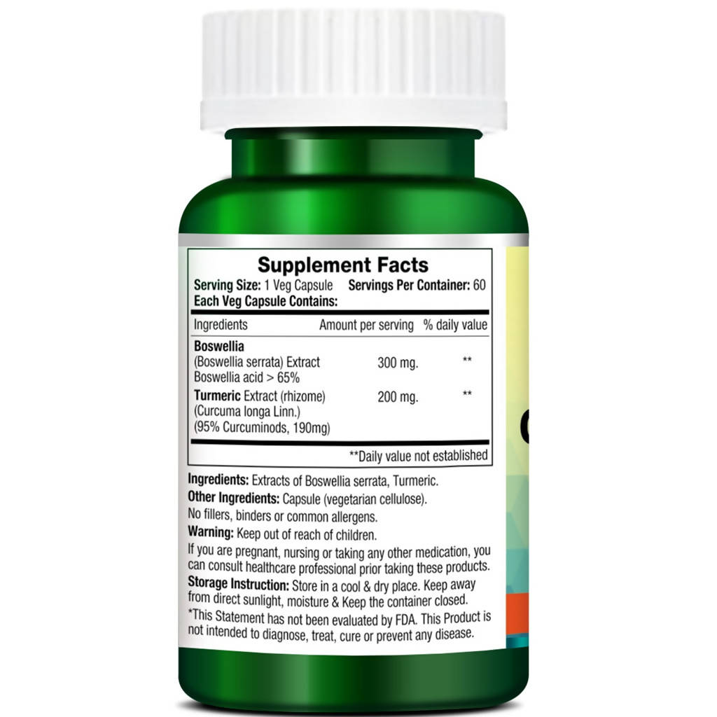 Morpheme Remedies Boswellia Curcumin 95% Veg Capsules | Ayurvedic Herbal Blend, 60 Caps