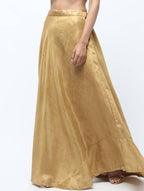Cheera Golden Color Silk Blend Long Skirt | Grab2Buy