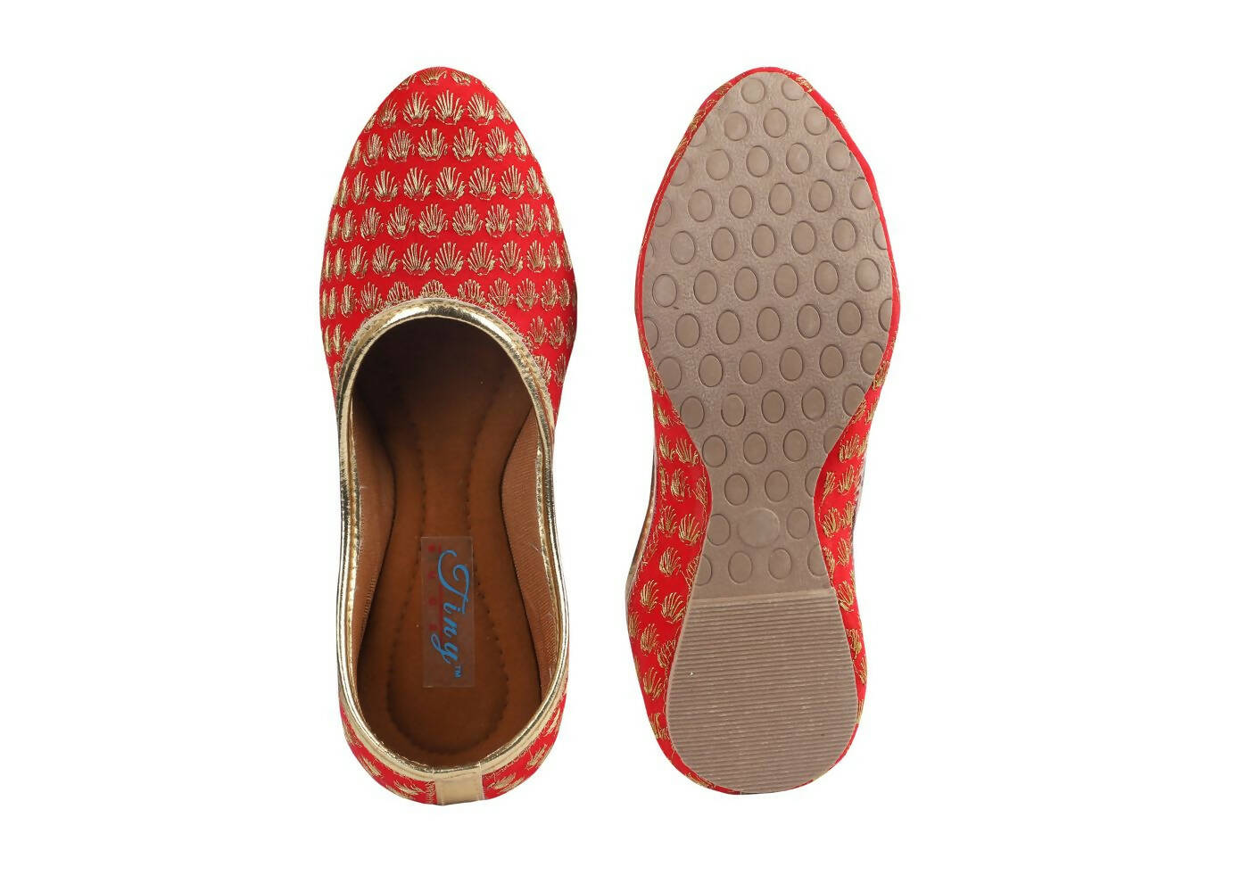 Tiny Bugs Girls Sequin Detailing Ethnic Juttis - Red | Grab2Buy