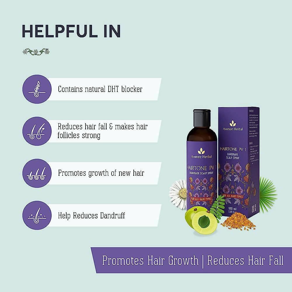 Avimee Herbal Hair Tone Pv 1 Scalp Spray Natural DHT Blocker, With Saw Palmetto, Amla, Methi & Bhringraj Extracts | Grab2Buy