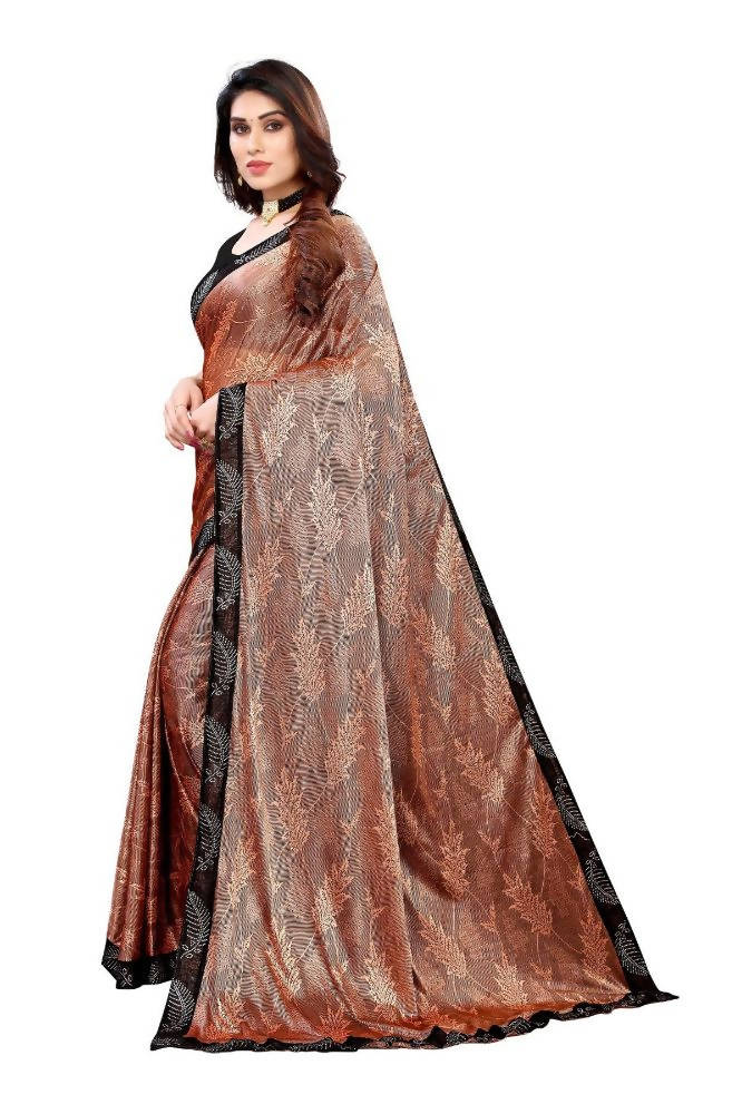 Vamika Brown Malai Silk Embroidery Saree | Grab2Buy