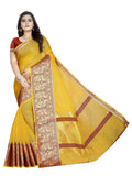 Vamika Banarasi Jaquard Yellow Weaving Saree | Grab2Buy
