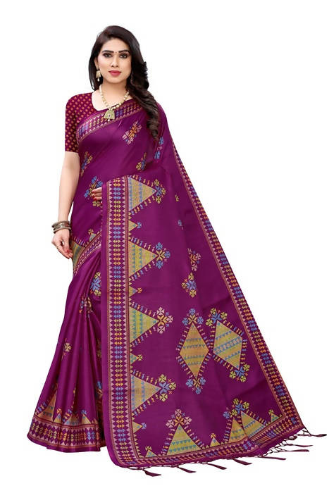 Vamika Wine Red Kalamkari Print With Jhalar Khadi Silk Saree (KITE WINE) | Grab2Buy