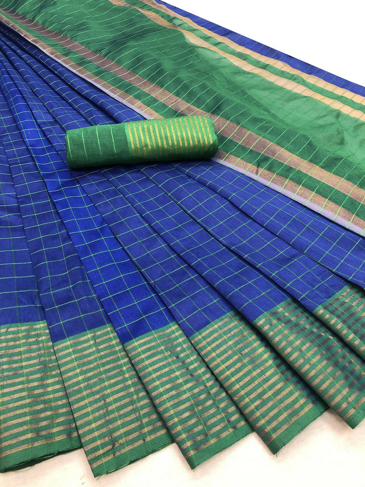 Vamika Blue Cotton Silk Weaving Saree (Manipuri Blue) | Grab2Buy