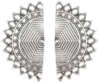Silver-Plated Alloy Oxidised Designer Half Moon Earrings - The Pari | Grab2Buy