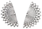 Silver-Plated Alloy Oxidised Designer Half Moon Earrings - The Pari | Grab2Buy