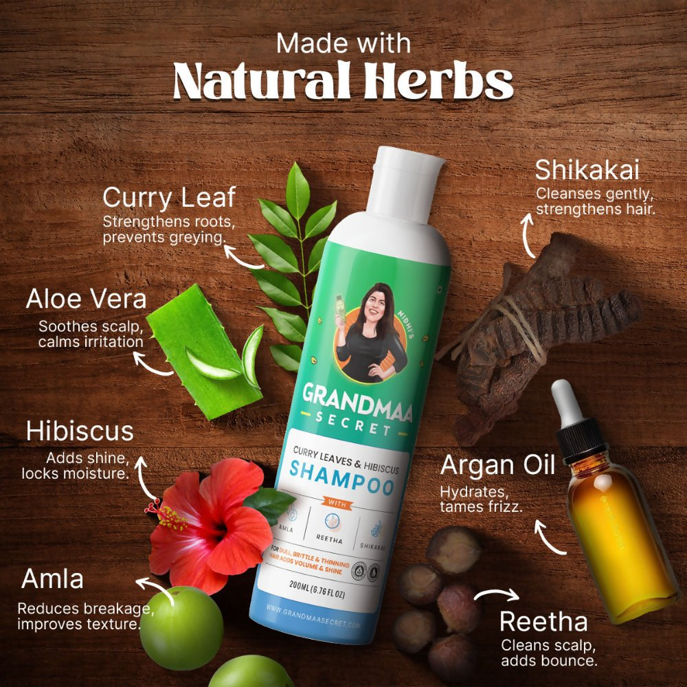 Nidhi'S Grandmaa Secret Curry Leaf & Hibiscus Shampoo | Grab2Buy