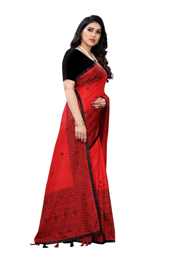 Vamika Red Sana Silk Printed Saree (Nihal Red) | Grab2Buy