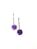 Bling Accessories Amethyst Semi Precious Natural Stone Long Drop Earrings | Grab2Buy